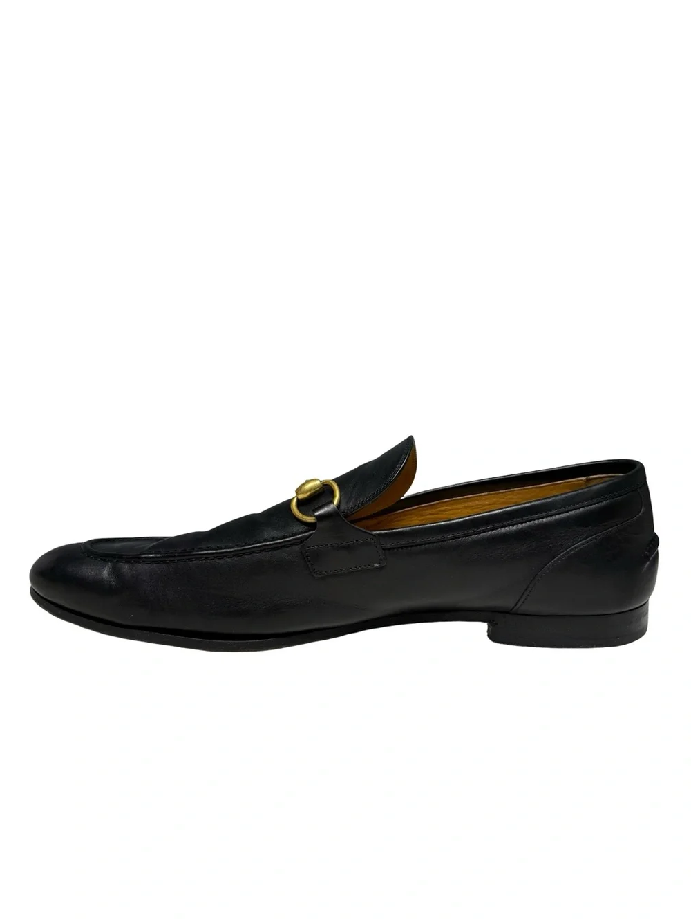 Gucci Jordaan Black Leather Horsebit Loafers Mens 10.5 Designer Luxury Italian